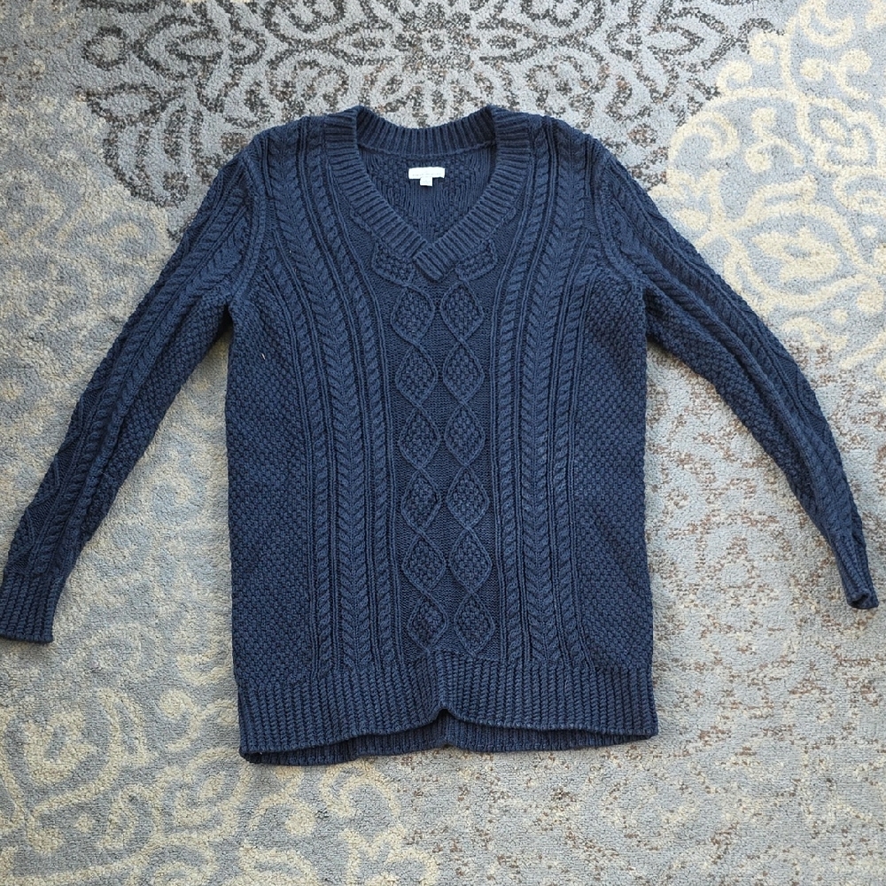 L.L. Bean Cable Knit Sweater Navy Large